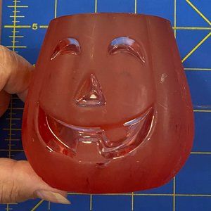 Orange Pumpkin Glass Tealight Holder